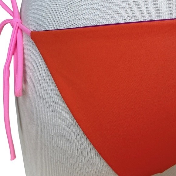 Victoria's Secret Bikini sz M * Side Tie Bottom Triangle Top Purple Orange Pink - Picture 10 of 12